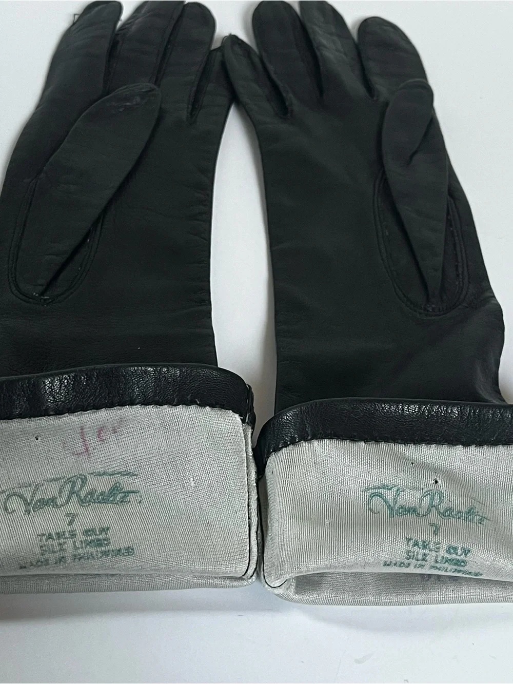 Vintage Van Raalte Silk Lined Long 13” Leather Gloves